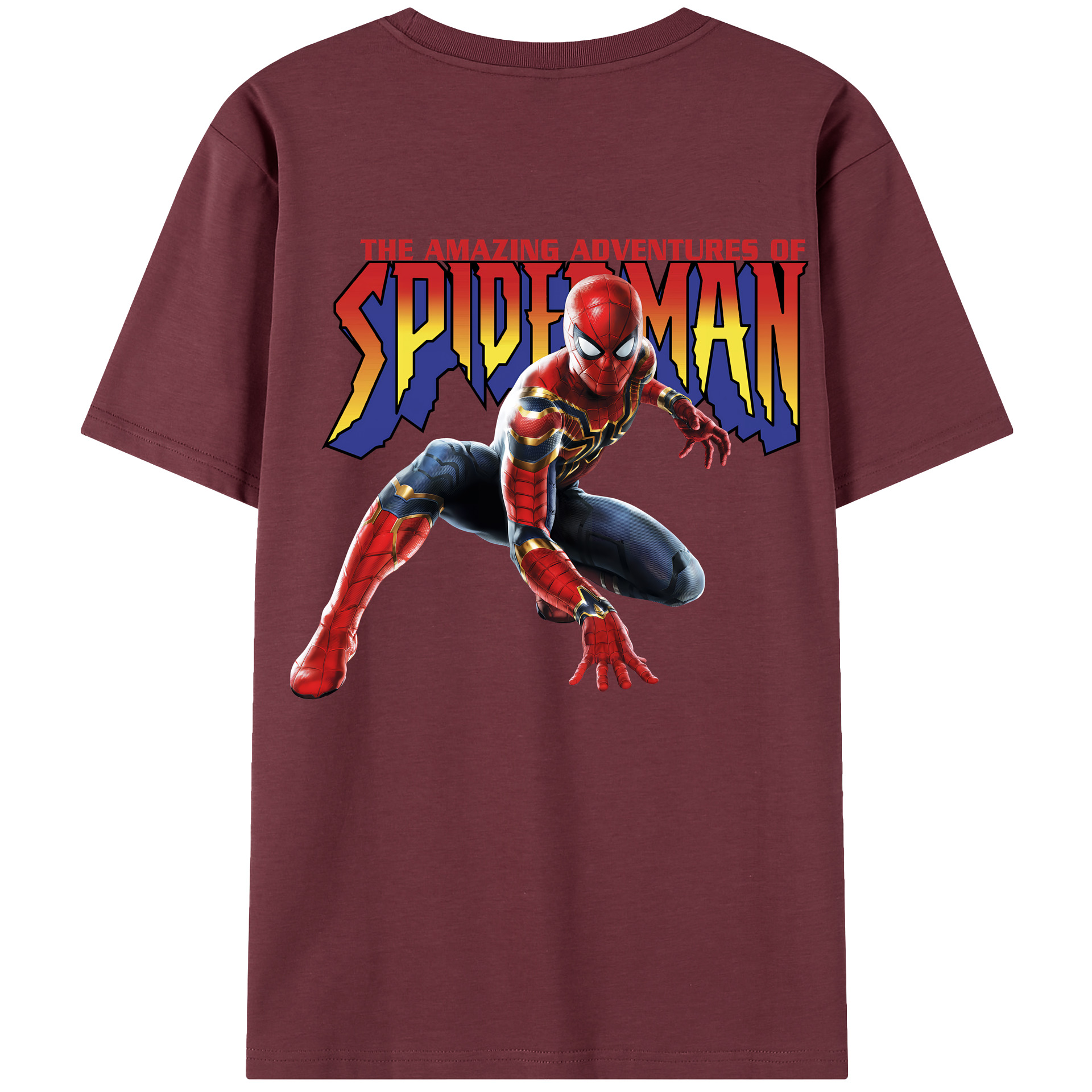 （画像用） Spider Man スパイダーマン 綿100％半袖Tシャツ（背面プリント）